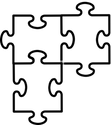 Three puzzle pieces connected together
